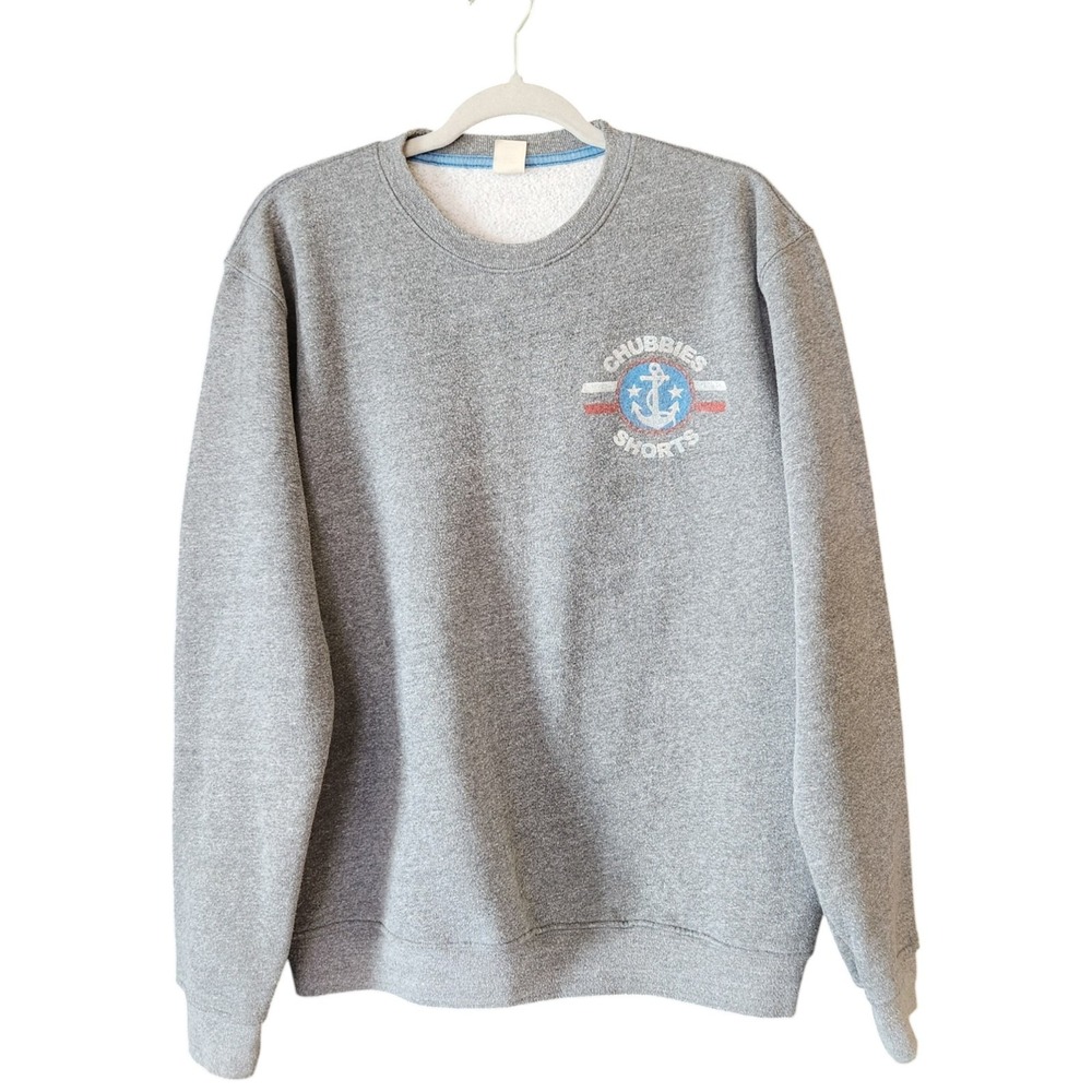 Chubbies Logo Crewneck Pullover Sweatshirt Gray Men's Size Medium Anchor